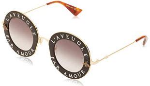 sunglasses gucci gg 0113 s- 001 black / grey gold|upside down Gucci sunglasses.